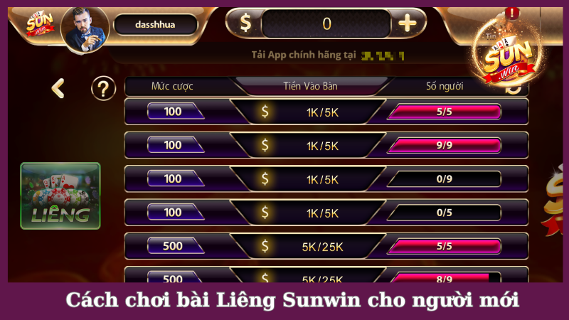 Cách chơi bài Liêng Sunwin từ A đến Z cho người mới