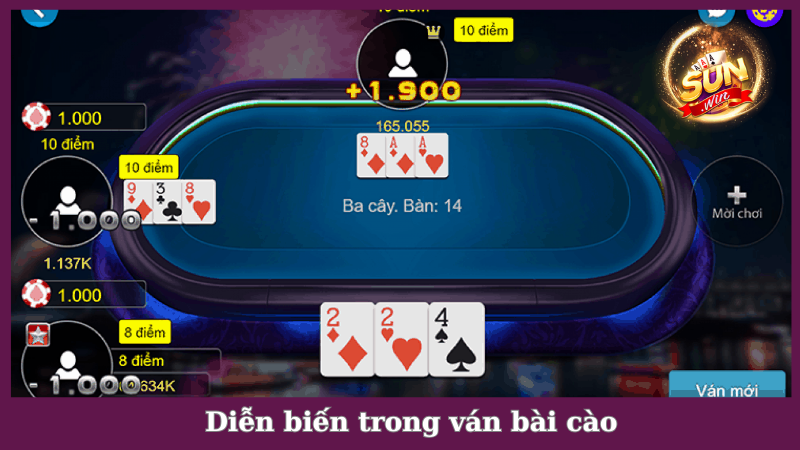 Diễn biến chơi của một ván bài cào mà tân binh cần nhớ