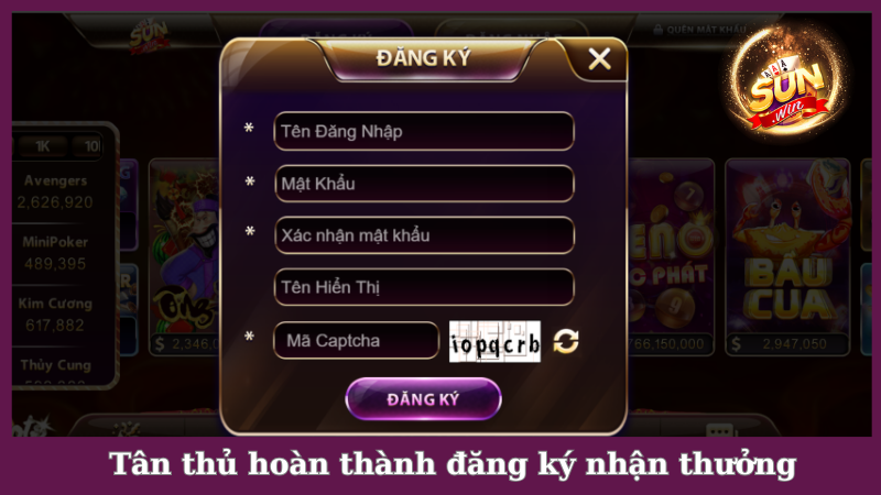Khuyến mãi Sunwin chào mừng tân thủ đăng ký