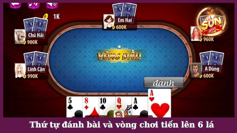 Thứ tự đánh bài và vòng chơi tiến lên 6 lá
